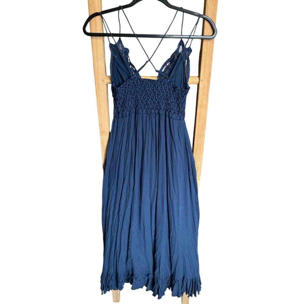 Free People One Adella Maxi Slip Lace Dress Navy Blue Size Small - Picture 6 of 12